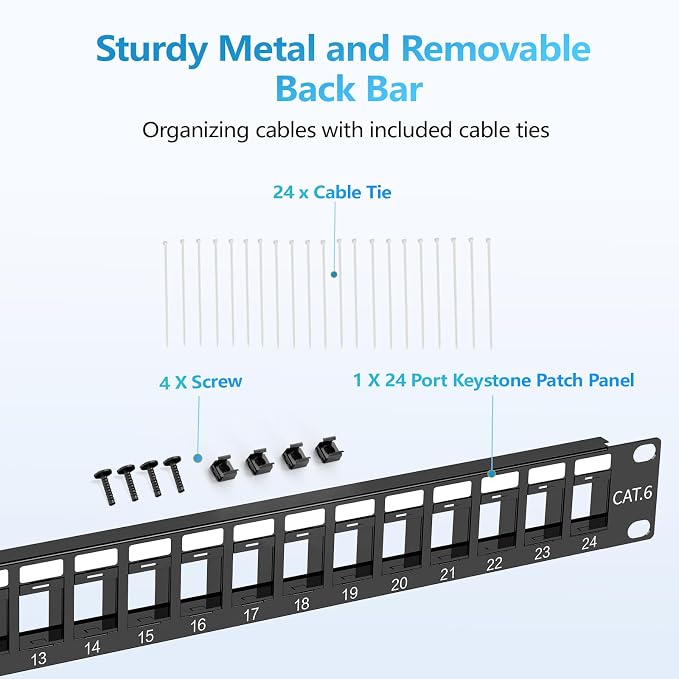 CableGeeker 24 Port Blank Keystone Patch Panel - Image 7