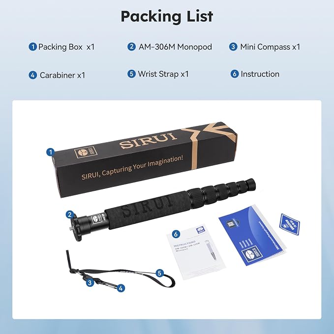SIRUI AM-306M Camera Monopod, 6-Section 15.6-61.4 inches Aluminum Alloy - Image 9