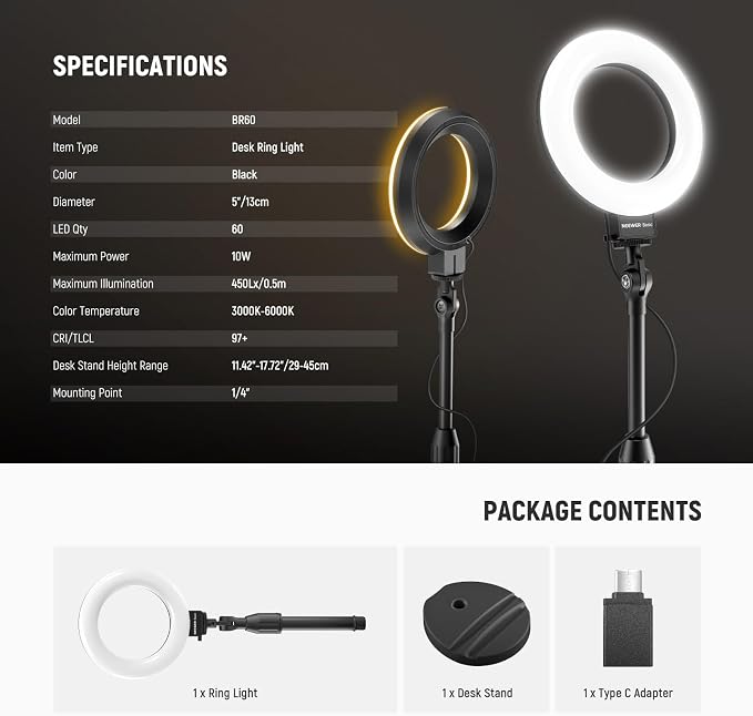 NEEWER Basics 5"/13cm Desk Ring Light - Image 8