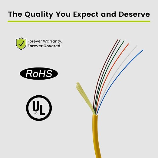 TRUE CABLE 6 Strand Fiber Indoor Distribution Cable, 1000 Feet, OS2 Single Mode - Image 8