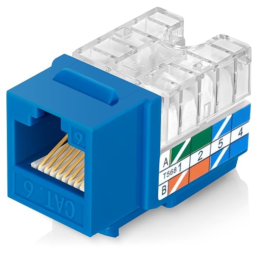 Everest 90° Angled RJ45 Cat6 Keystone Jacks 100-Pack in Blue - Image 8
