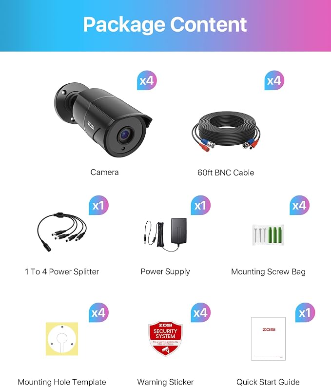 ZOSI 4 Pack 1080p Home Security Cameras - Image 9