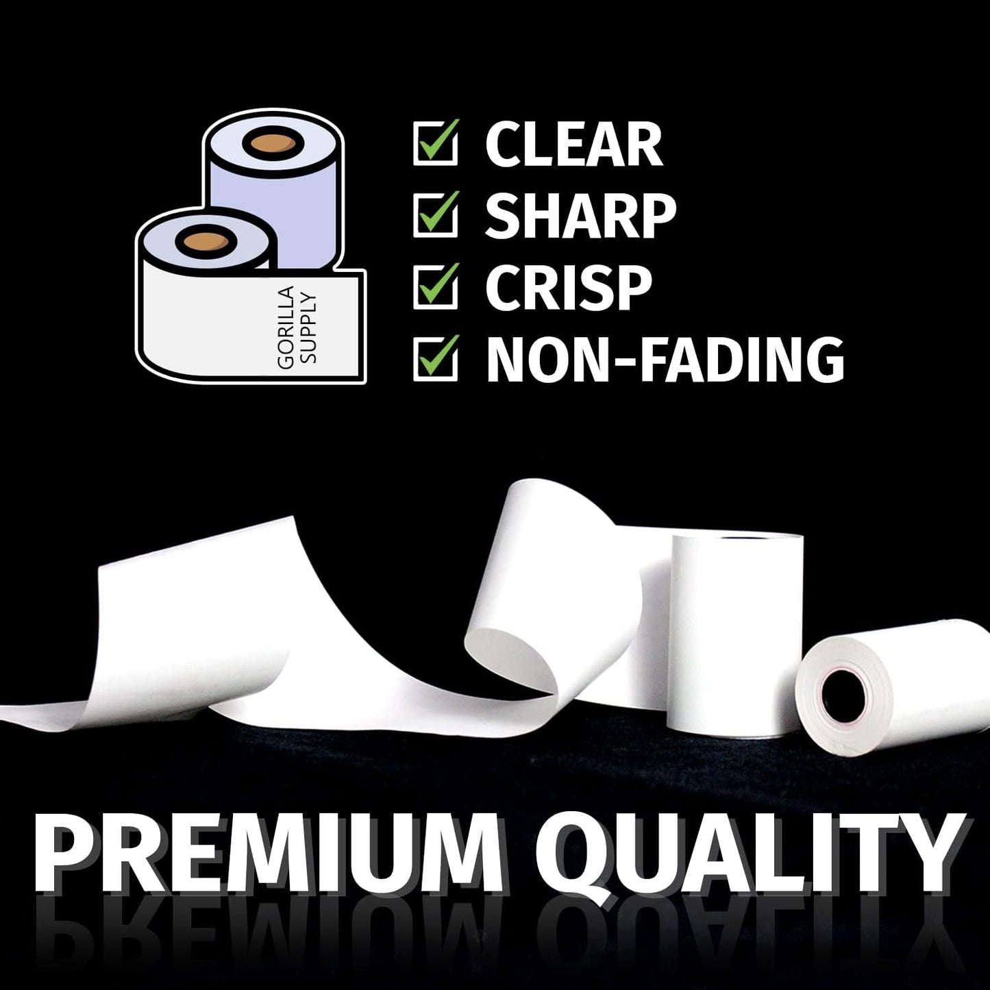 Gorilla Supply 48 gsm Thermal Paper Receipt Roll 3-1/8" x 230' BPA Free 50 Rolls