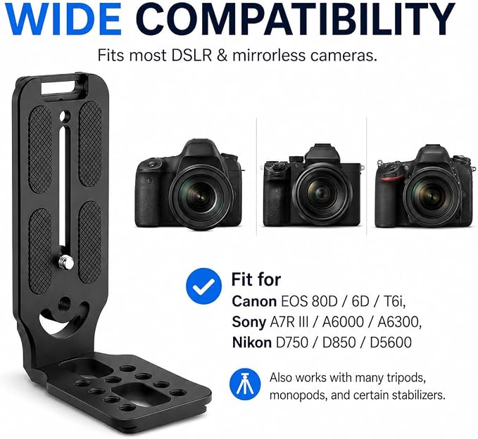 DSLR Camera L-Bracket, Vertical & Horizontal Switching Quick Release Plate - Image 9