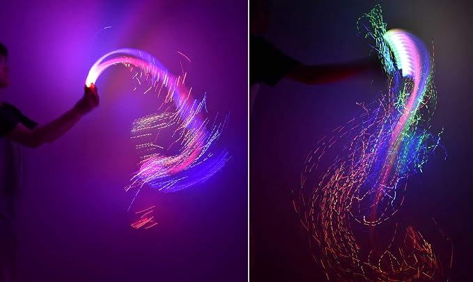 AZIMOM LED Fiber Optic Dance Whip Space Whip 6ft 360° Swivel 40Display Battery - Image 7