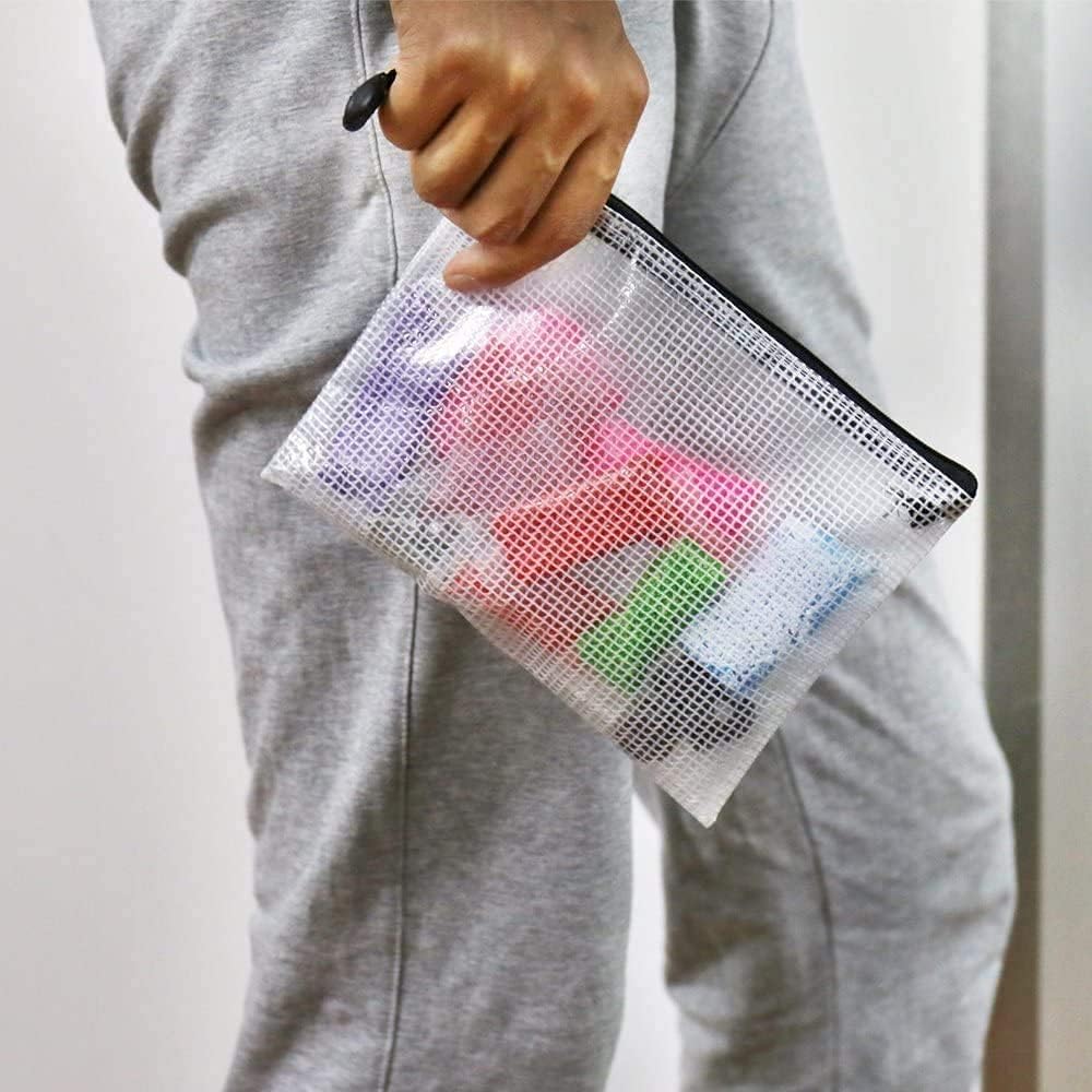 Oaimyy-18PCS-12 x 16 Inches-Mesh Zipper Pouch, Plastic Zip File Folders Puzzle Bags for Organizing,for Office Supplies,Travel,Home Storage-Black, 12"x 16"