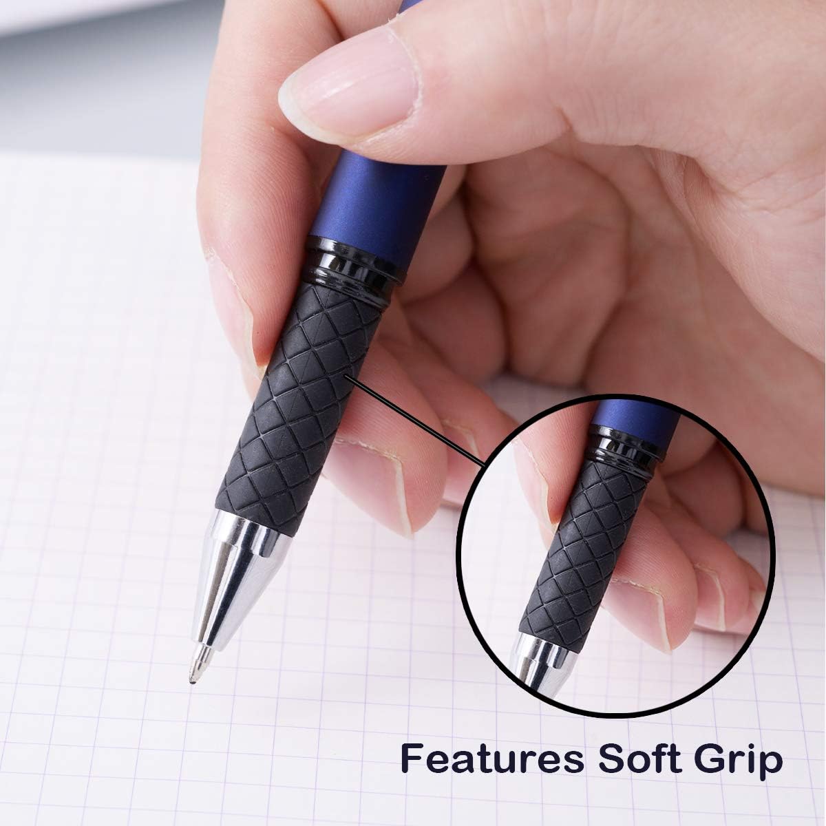 MiSiBao 0.7mm Black Ink Gel Ink Rollerball Pens 2 in 1 Medium Point Pens with Stylus Work Pen Smooth Writing for Office Black gel pen (Black-18pack)