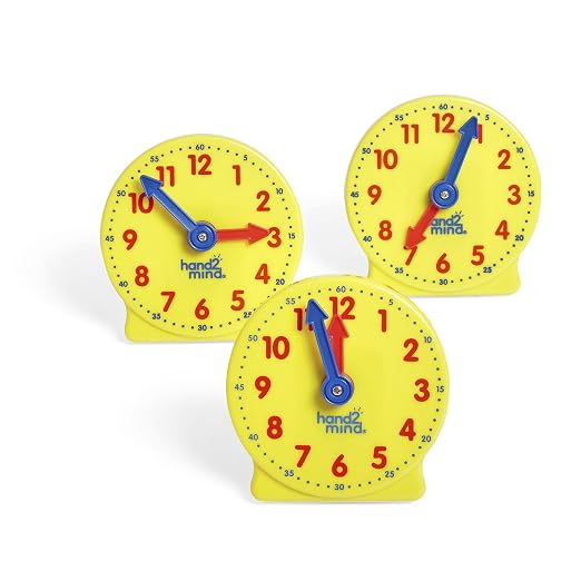 hand2mind Mini Geared Clock Classroom Set, Telling Time, Teaching Clocks - Image 8