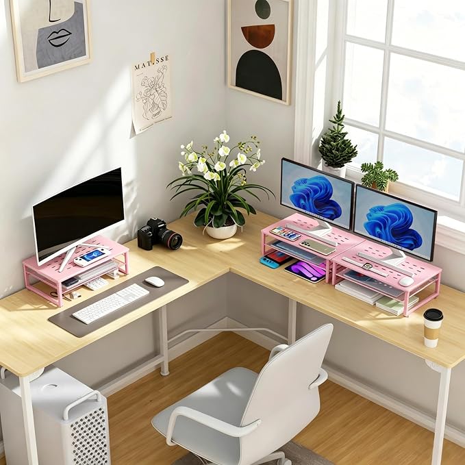 Gianotter 2-Tier Metal Monitor Stand Riser, Workspace Organizer - Image 7
