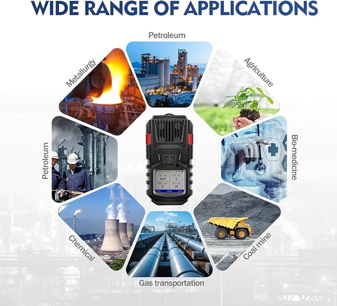 4 Gas Monitor Multi Gas Detector EX O2 H2S Monitor Clip on, 3000mAh - Image 7