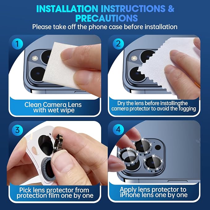 for iPhone 15 Pro/iPhone 15 Pro Max Camera Lens Protector Bling Individual - Image 7