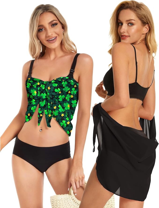 CHICGAL 2 Pieces Women Beach Sarong Bathing Suit Wrap Skirt Sheer Bikini - Image 7