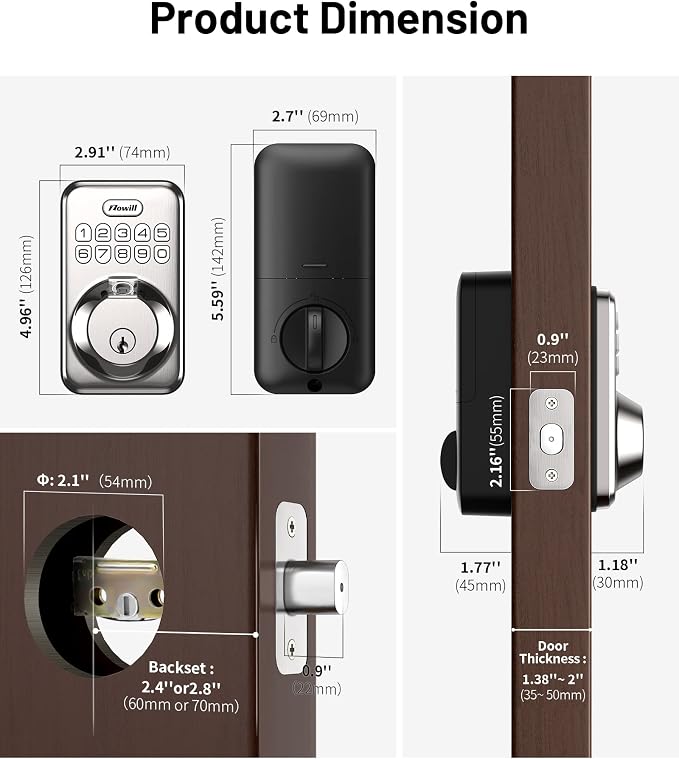Fingerprint Door Lock, Zowill Keyless Entry Lock Keypad Deadbolt - Image 9