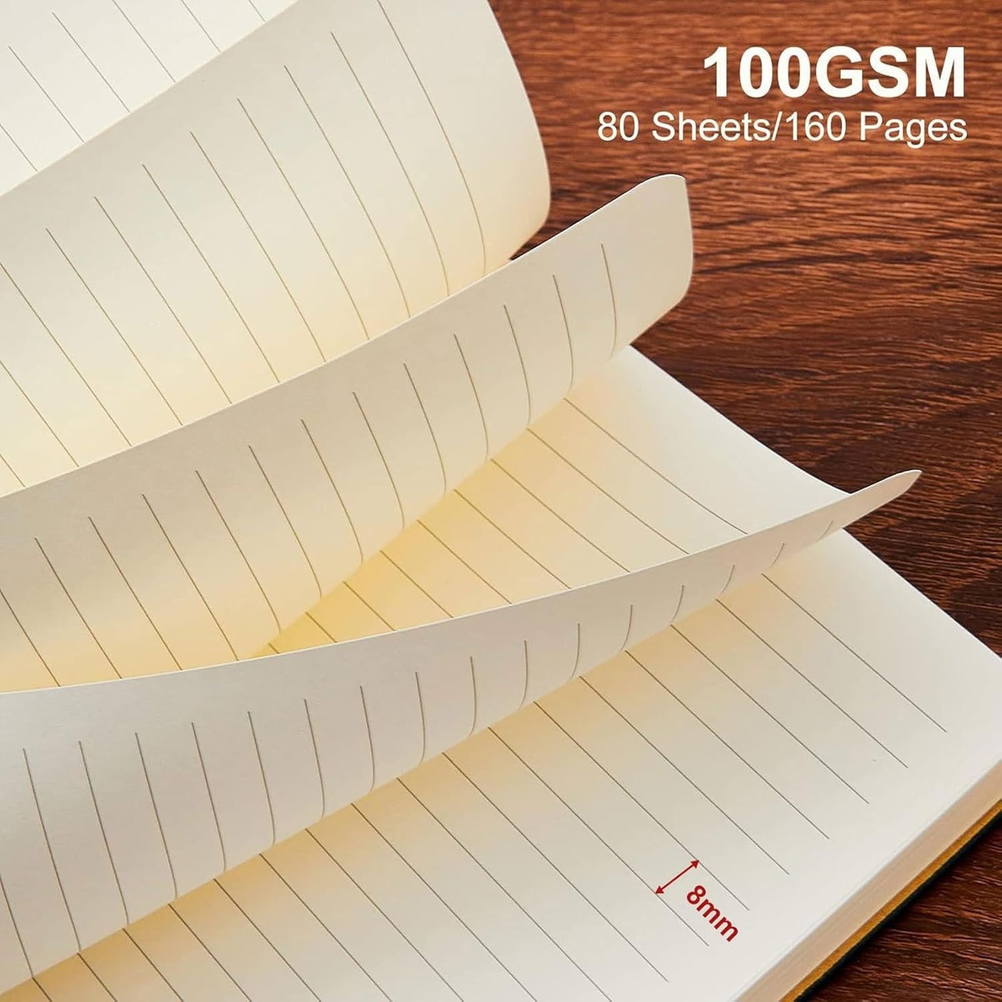 Lined Journal Notebook for Work College Ruled Note Book 7.2"x9.6" B5 PU Leather Daily Journaling 160 Pages for Women Men Writing Home School Supplies Business