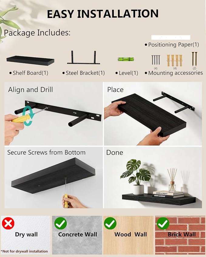 WALI Floating Shelves for Wall, 1 Tier Bathroom Storage Shelf Over Toilet - Image 9