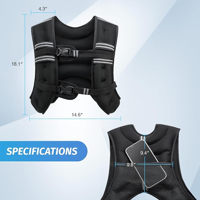 ZELUS Weighted Vest, 6lb/8lb/12lb/16lb/20lb/25lb/30lb Weight Vest - Image 9