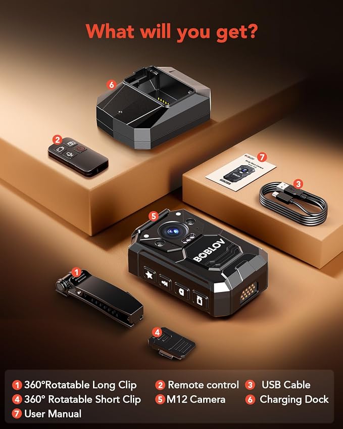 BOBLOV M12 2K Body Camera with Remote, 3500mAh Battery - Image 9