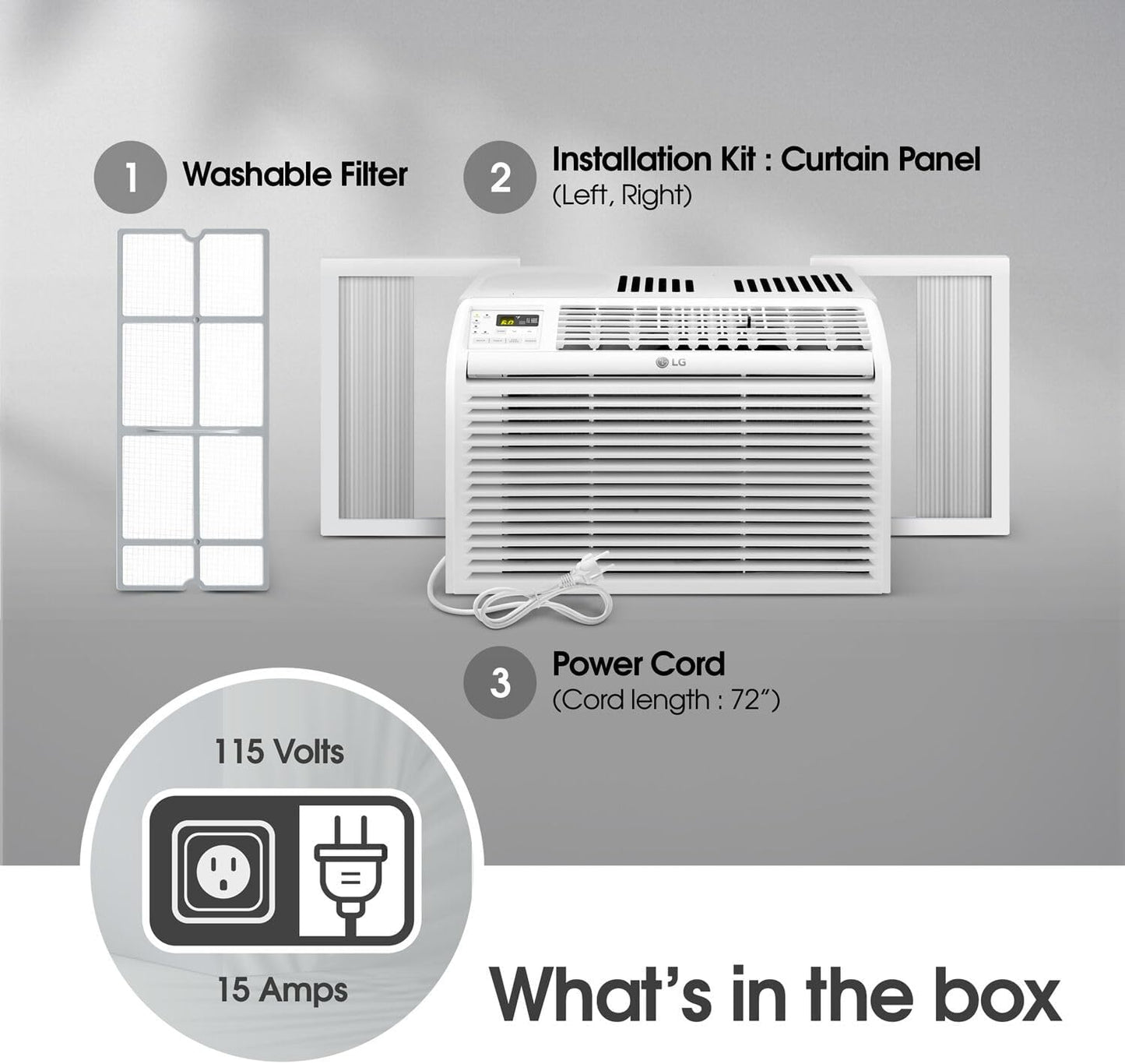 LG 6,000 BTU Window Air Conditioner, 115V, Cools 250 Sq.Ft. for Bedroom, Den, Living Room, Quiet Operation, with Remote, 2 Cooling & Fan Speeds, 2-Way Air Deflection, Auto Restart, White