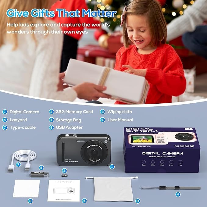 Digital Camera for Kids, 48MP FHD 1080P Point and Shoot Digital Cameras - Image 7
