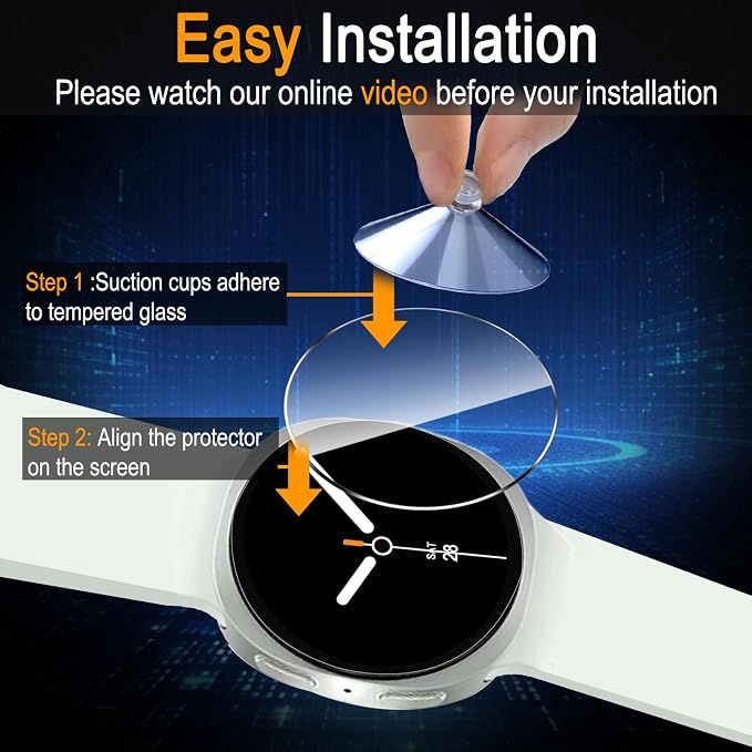 SiHPuoy 4 Pack for Samsung Galaxy Watch 8 Screen Protector 40mm Tempered Glass - Image 7