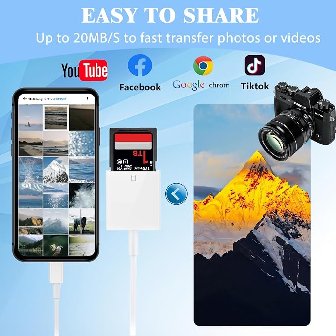 iPhone SD Card Reader USB C, Digital Camera Adapter iPhone 17, Trail Camera SD - Image 7
