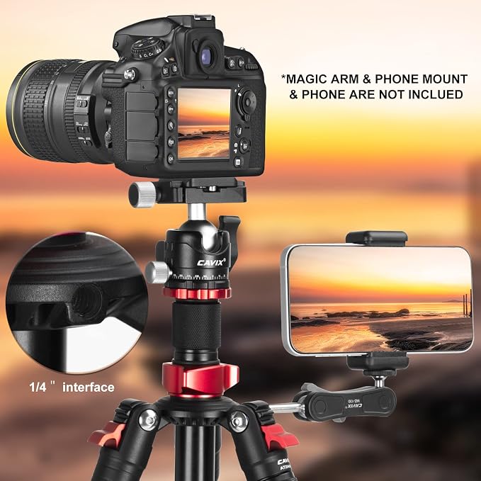 CAVIX 79" Camera Tripod, 2-in-1 Aluminum Alloy Tripod - Image 8