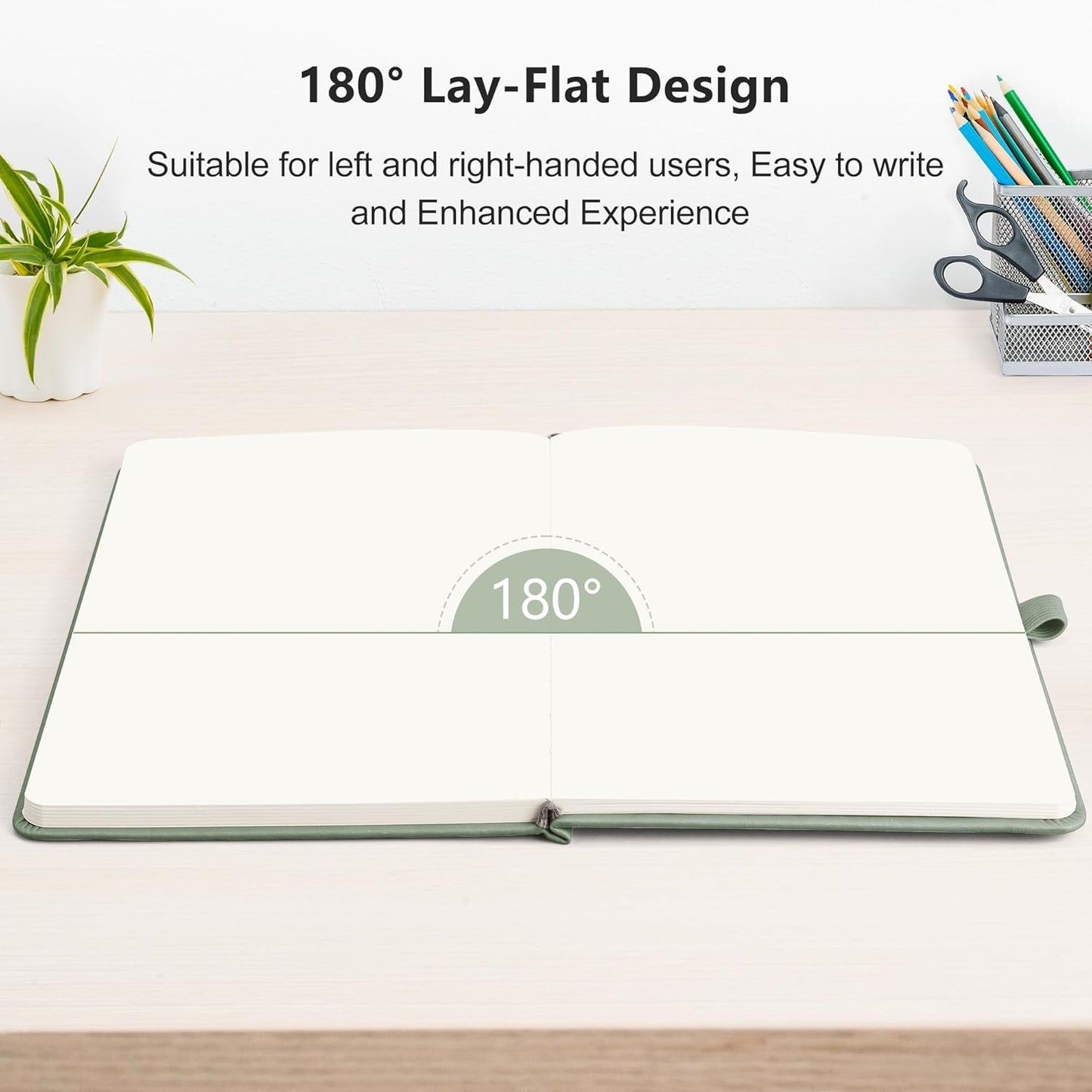 RETTACY Blank Journal Notebook, 192 Pages, A5 Medium Size (5.7'' x 8.3''), Leather Hardcover, 100 GSM Thick Paper, for Sketching, Drawing, Painting (Sage Green)