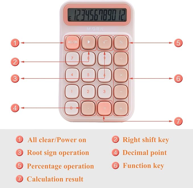 M&G Mechanical Switch Calculator, 12 Digits, Large LCD Display and Big Buttons - Image 7