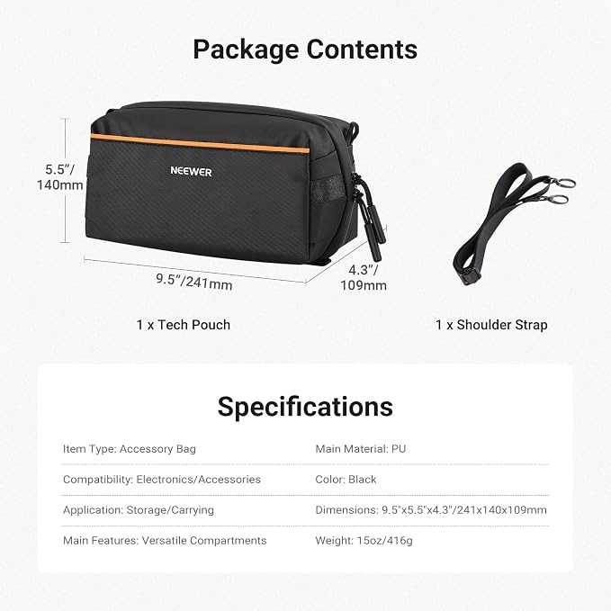 NEEWER Tech Pouch, Splashproof Tech Organizer Storage Case Travel Carry Bag - Image 8