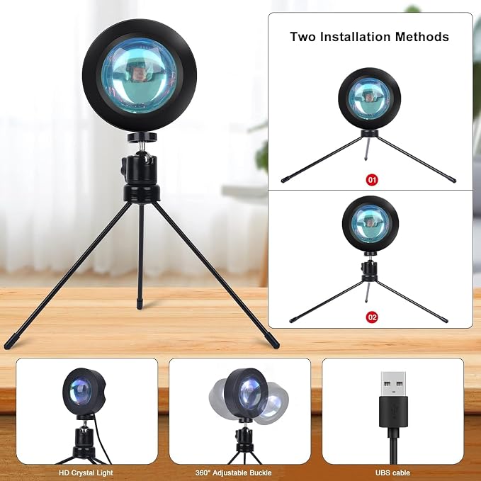13" Selfie Ring Light with Stand 76" Tall & Phone Holders, Sunset Lamp - Image 9