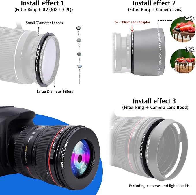 67mm Lens to 49mm Camera Lens Adapter, 67mm-49mm Filter Step-Down Ring - Image 5