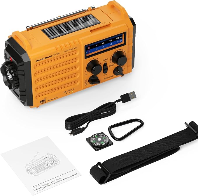 Eoxsmile Emergency Radio with NOAA Weather Alert, 5000mAh Solar Hand Crank - Image 7