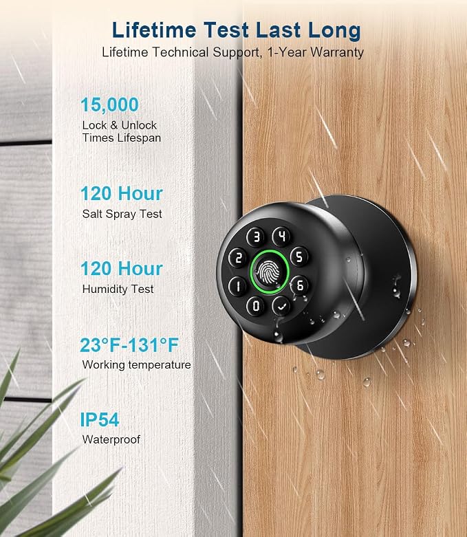 Fingerprint Door Lock, Smart Fingerprint Door Knob - Image 7