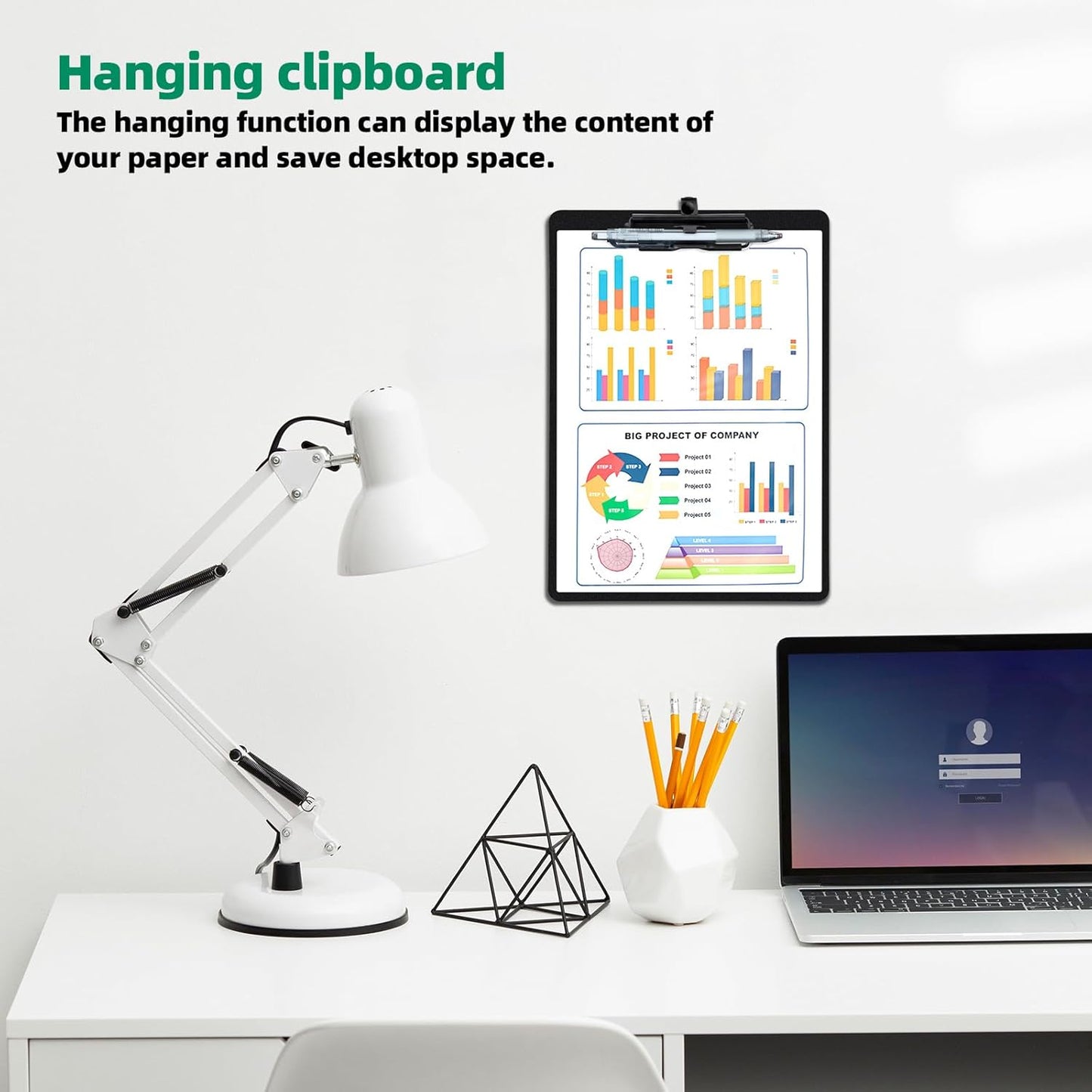 Black Clipboard with Pen Holder, 2 Pack Plastic Clipboard with Low Profile Metal Clip, Hanging Clip Boards Holds 8.5x11 Inch Papers, Standard A4 Letter Size Clip Boards for Offices & School