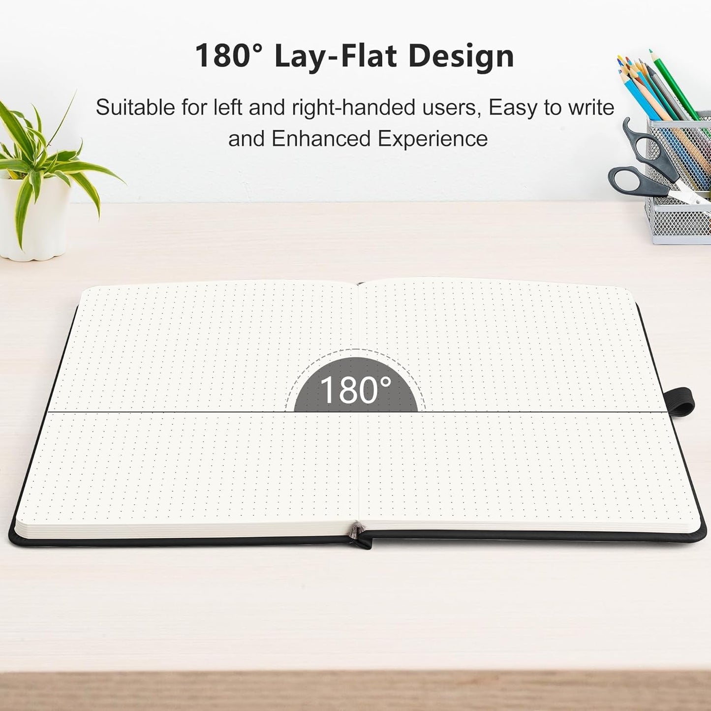 RETTACY Bullet Dotted Journal Notebook, 2-Pack, 160 Numbered Pages per Pack, A5 Medium Size (5.7'' x 8.3''), 120 GSM Thick Paper, Leather Hardcover, for Bullet Journaling (Black & Cyan)