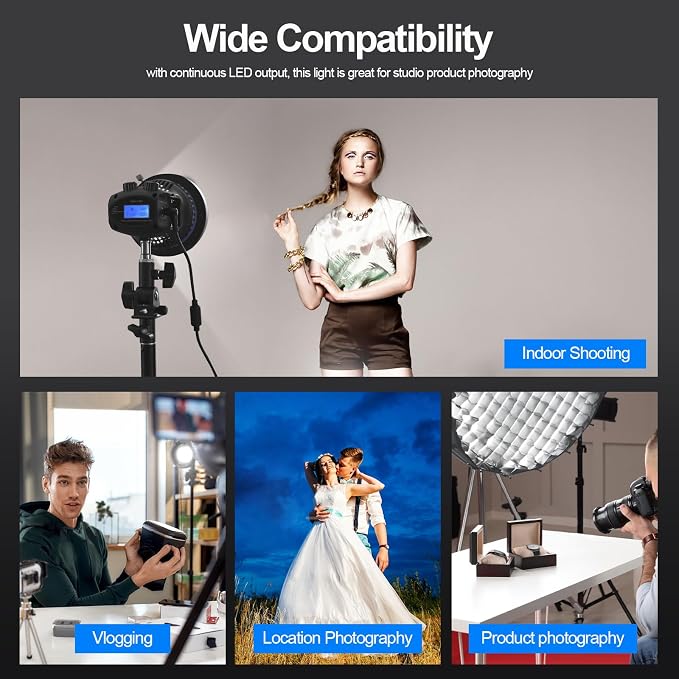 Wellmaking 80W Portable LED Light Continuous Light COB Spotlight Video Light - Image 8