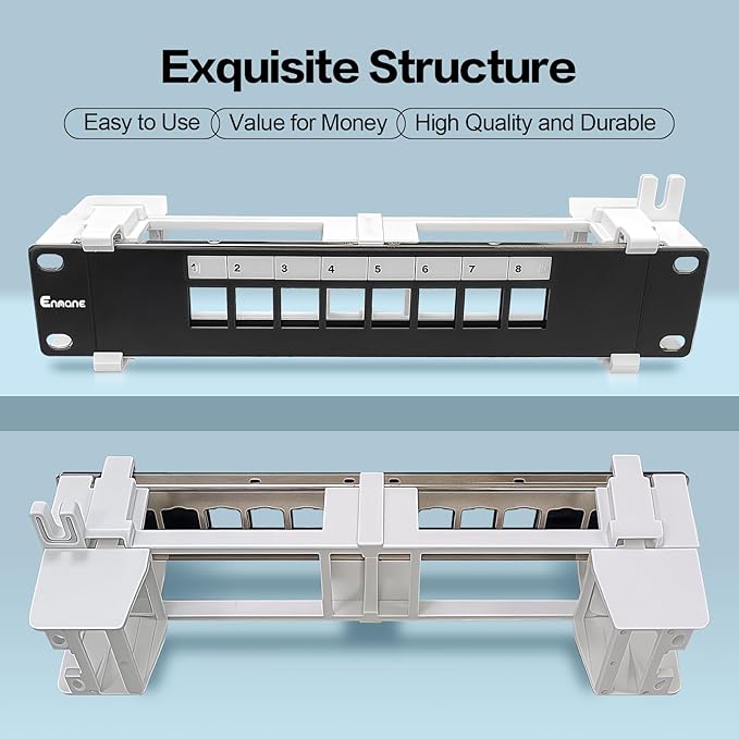 8 Port Blank Keystone Patch Panel Wall Mount 10inch - Image 7