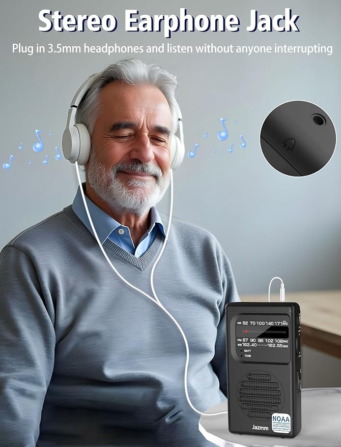 Pocket NOAA Weather Radio, Portable AM FM Battery Operated Radio - Image 9