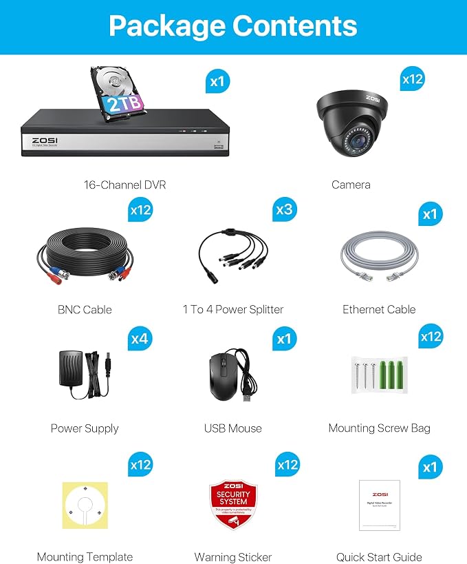 ZOSI 16 Channel Security Camera System 1080p, 2MP H.265+ Hybrid 16CH DVR - Image 9