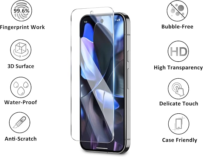3 Pack for Google Pixel 9 Pro XL Screen Protector, 9H Tempered Glass, - Image 7