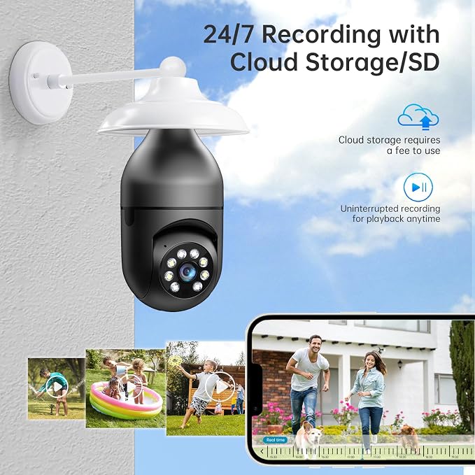 WESECUU Light Bulb Security Camera -5G& 2.4GHz WiFi 2K Security Cameras - Image 6