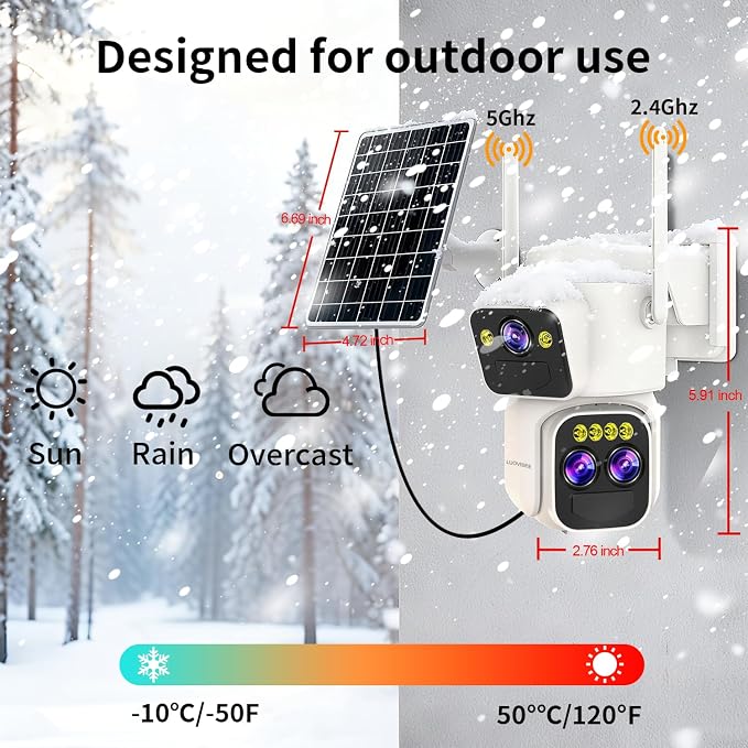 Triple-Lens Solar Security Cameras Wireless Outdoor, 360 PTZ Cameras - Image 10