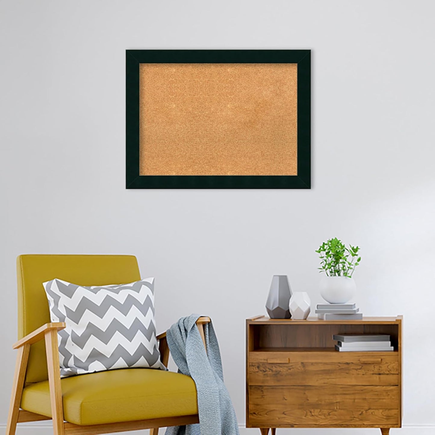 Amanti Art Natural Cork Board for Wall, 24x32 Vision Board with Black Wood Frame, Medium Corkboard Office Decor for Home Organization, Modern Contemporary Corkboard Pinboard to display items for home