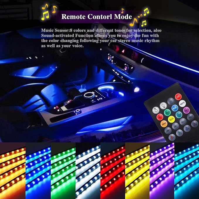 LivTee Car Led Interior Lights,4pcs 48 LED Multicolor Music Car Interior - Image 7