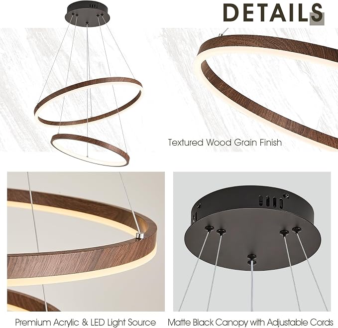 2 Rings Chandelier Modern LED Pendant Light - Image 7