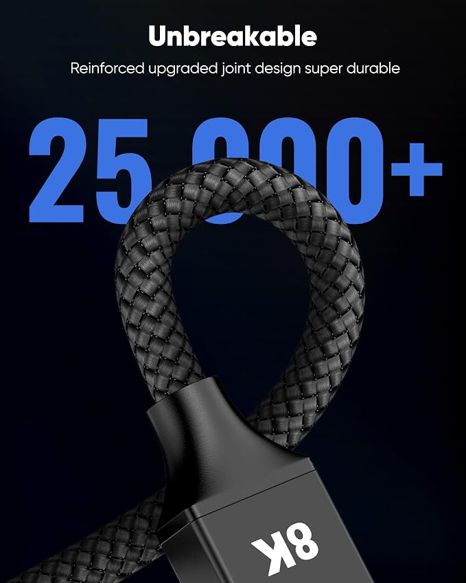 Capshi 2ft 8K 4K@120Hz HDMI Cable 2.1, 48Gbps High Speed Cord - Image 8