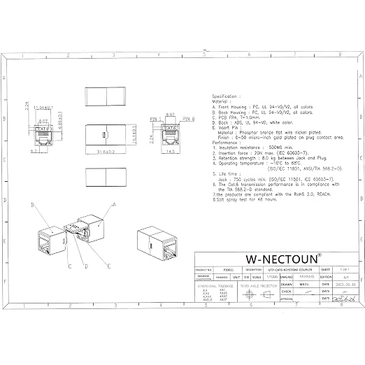 CAT6 RJ45 Keystone Couplers 25-Pack, Cat 6 Keystone Jacks, Ethernet Keystone - Image 8