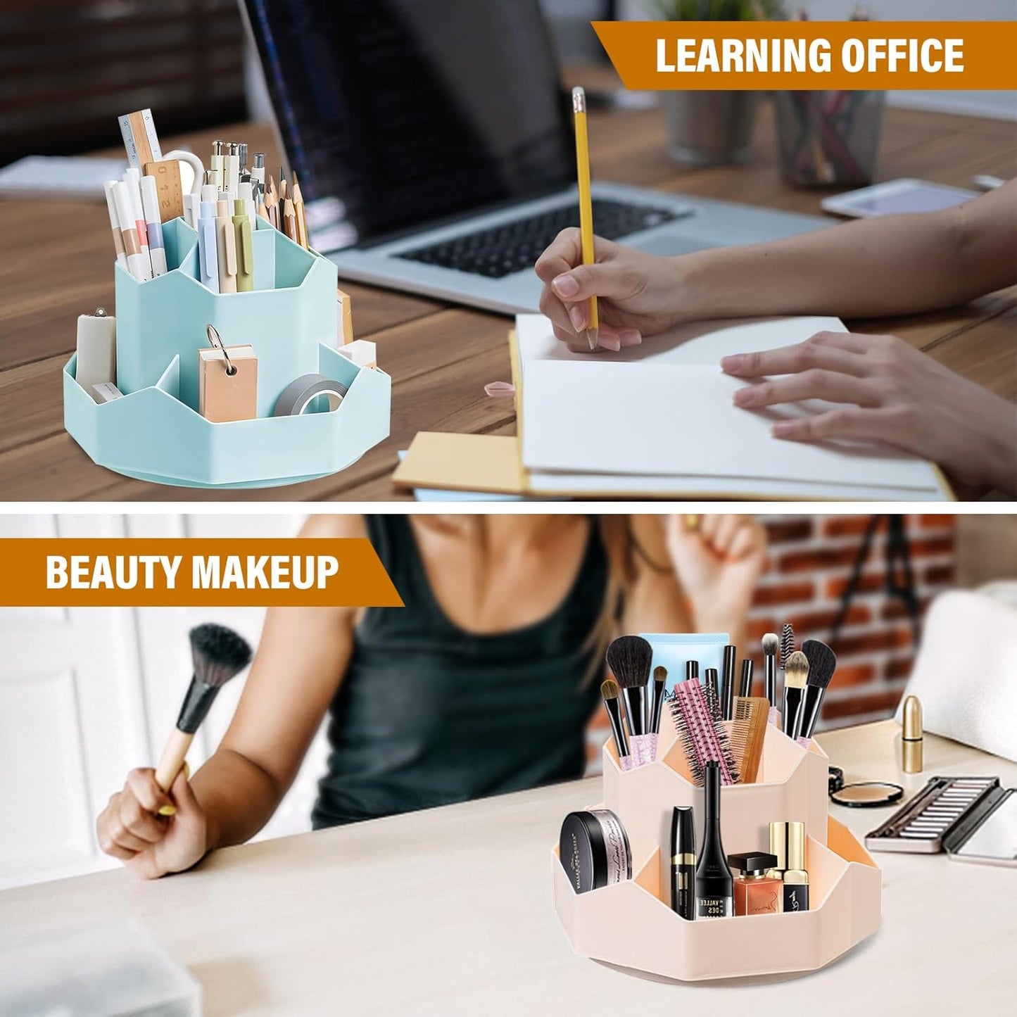 360 Degree Rotation Pen Holder,9 Slots Pencil Holder for Desk,Desk Organizer,Desk Accessories & Workspace Organizers,Apply Office, School, Home(Blue
