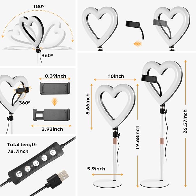 Ring Light for Desk, Heart Tabletop Light - Image 7