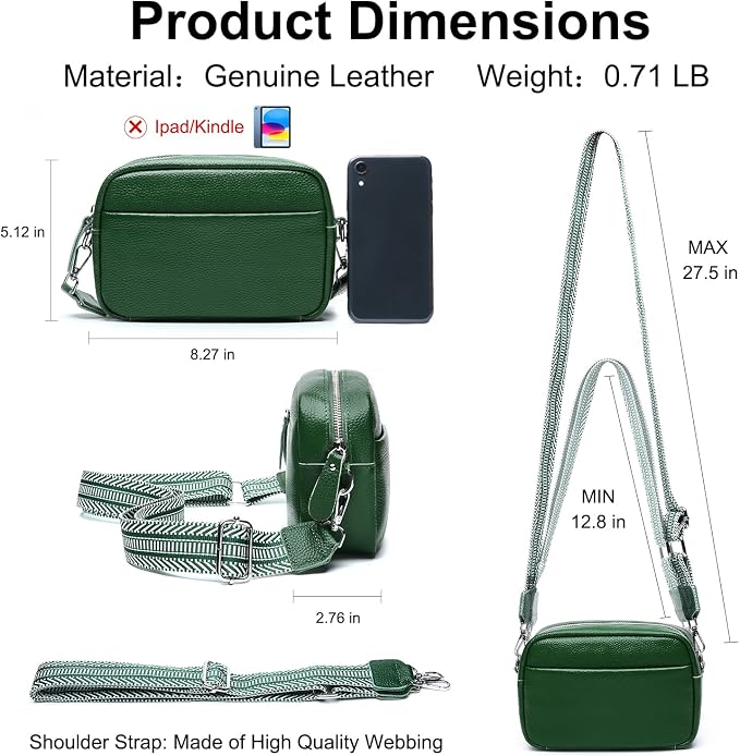 Small Crossbody Bags for Women Genuine Leather, Guitar Strap Shoulder Handbag - Image 6